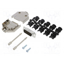 L17DTPK-M-15+L717HDA26P; D-Sub HD; PIN: 26; male; straight; soldering; for cable; gold flash; AMPHENOL