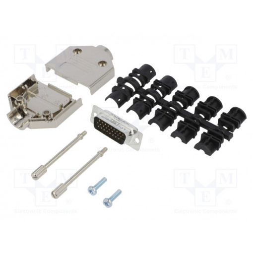 L17DTPK-M-15+L717HDA26P; D-Sub HD; PIN: 26; male; straight; soldering; for cable; gold flash; AMPHENOL