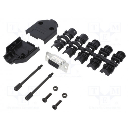 L17DTPK-P-09+L77SDE09S; D-Sub; PIN: 9; female; straight; soldering; for cable; gold flash; AMPHENOL