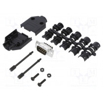 L17DTPK-P-09+L717DE09PST; D-Sub; PIN: 9; male; straight; screw terminal; for cable; UNC4-40; AMPHENOL