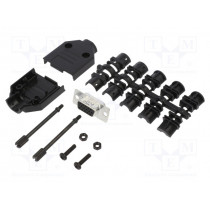 L17DTPK-P-09+L77HDE15S; D-Sub HD; PIN: 15; female; straight; soldering; for cable; UNC4-40; AMPHENOL