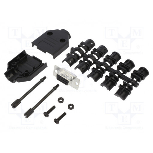 L17DTPK-P-09+L77HDE15S; D-Sub HD; PIN: 15; female; straight; soldering; for cable; UNC4-40; AMPHENOL