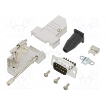 L17DTSL09-RG-LJS-S+L717DE09PST; D-Sub; PIN: 9; male; angled 45°; screw terminal; for cable; UNC4-40; AMPHENOL