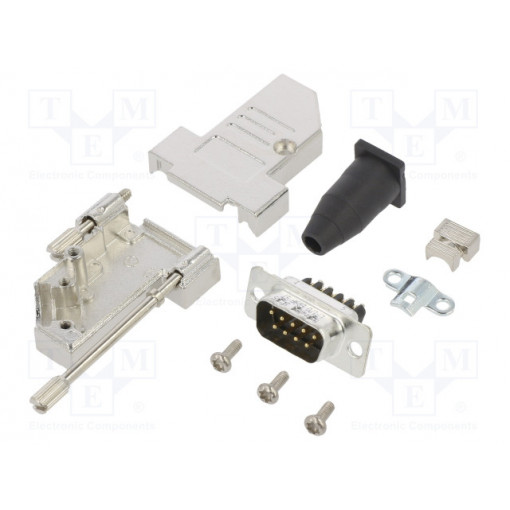 L17DTSL09-RG-LJS-S+L717DE09PST; D-Sub; PIN: 9; male; angled 45°; screw terminal; for cable; UNC4-40; AMPHENOL