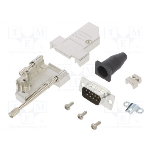 L17DTSL09-RG-LJS-S+L717SDE09P; D-Sub; PIN: 9; male; angled 45°; soldering; for cable; gold flash; AMPHENOL