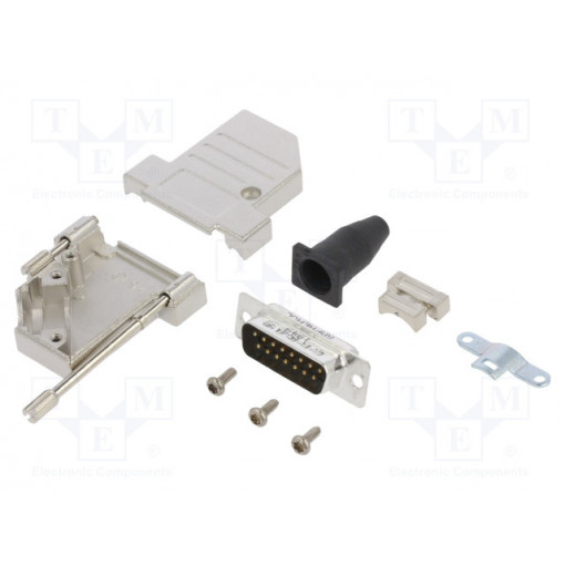 L17DTSL15-RG-LJS-S+L717SDA15P; D-Sub; PIN: 15; male; angled 45°; soldering; for cable; gold flash; AMPHENOL