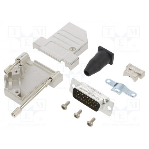 L17DTSL15-RG-LJS-S+L717HDA26P; D-Sub HD; PIN: 26; male; angled 45°; soldering; for cable; UNC4-40; AMPHENOL