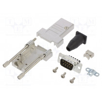 L17DTSL09-RG-LJS-T+L717DE09PST; D-Sub; PIN: 9; male; straight; screw terminal; for cable; UNC4-40; AMPHENOL