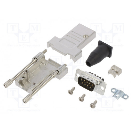 L17DTSL09-RG-LJS-T+L717DE09PST; D-Sub; PIN: 9; male; straight; screw terminal; for cable; UNC4-40; AMPHENOL