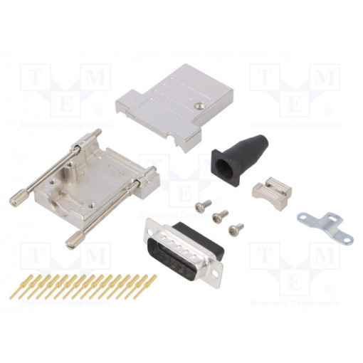 DTSL15-LJSRG-T-DBCP-K; D-Sub; PIN: 15; plug; male; angled 45°; crimped; for cable; black; ENCITECH