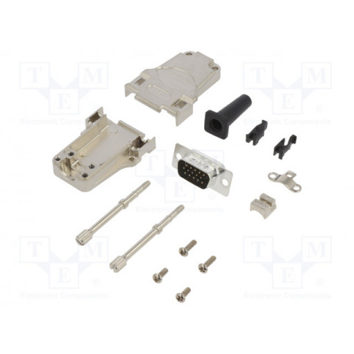 L17DTZF09-LJS-RG+L717HDE15P; D-Sub HD; PIN: 15; male; straight; soldering; for cable; gold flash; AMPHENOL