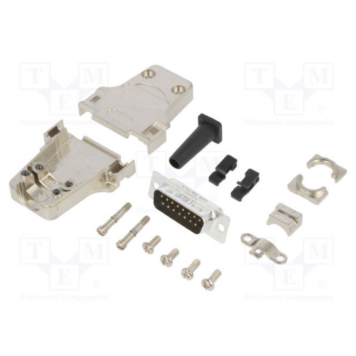 L17DTZF15-LJS-RG+L717SDA15P; D-Sub; PIN: 15; male; straight; soldering; for cable; gold flash; AMPHENOL