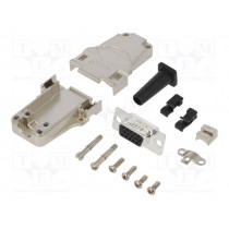 L17DTZF09-RG+L77HDE15S; D-Sub HD; PIN: 15; female; straight; soldering; for cable; UNC4-40; AMPHENOL