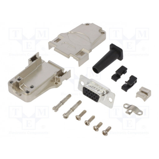 L17DTZF09-RG+L77HDE15S; D-Sub HD; PIN: 15; female; straight; soldering; for cable; UNC4-40; AMPHENOL