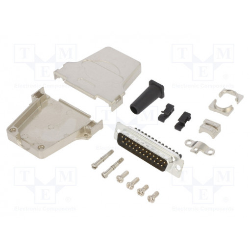 L17DTZF25-RG+L717DB25PST; D-Sub; PIN: 25; male; straight; screw terminal; for cable; UNC4-40; AMPHENOL