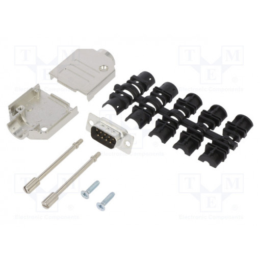 L17DTZK09+L717SDE09P; D-Sub; PIN: 9; male; straight; soldering; for cable; gold flash; AMPHENOL