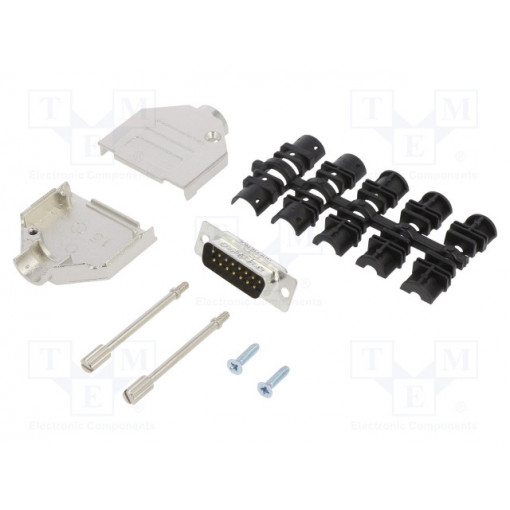 L17DTZK15+L717SDA15P; D-Sub; PIN: 15; male; straight; soldering; for cable; gold flash; AMPHENOL