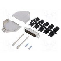 L17DTZK25+L717DB25PST; D-Sub; PIN: 25; male; straight; screw terminal; for cable; UNC4-40; AMPHENOL