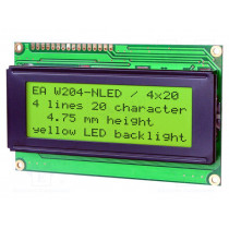 EA W204-NLED; Display: LCD; alphanumeric; STN Positive; 20x4; yellow-green; LED; ELECTRONIC ASSEMBLY