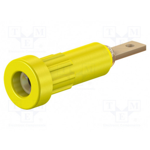 23.1011-24; Socket; 2mm banana; 10A; 23mm; yellow; Mounting: soldered,on panel; STÄUBLI 23.1011-24; Socket; 2mm banana; 10A; 23mm; yellow; Mounting: soldered,on panel; STÄUBLI