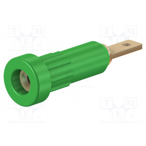 23.1011-25; Socket; 2mm banana; 10A; 23mm; green; Mounting: soldered,on panel; STÄUBLI 23.1011-25; Socket; 2mm banana; 10A; 23mm; green; Mounting: soldered,on panel; STÄUBLI
