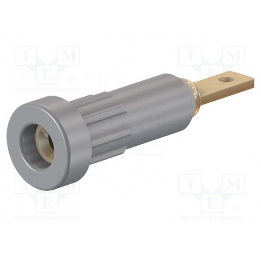 23.1011-28; Socket; 2mm banana; 10A; 23mm; grey; Mounting: soldered,on panel; STÄUBLI 23.1011-28; Socket; 2mm banana; 10A; 23mm; grey; Mounting: soldered,on panel; STÄUBLI
