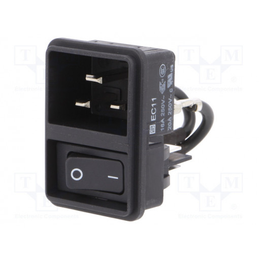EC11.0001.301; Connector: AC supply; socket; male; 16A; 250VAC; IEC 60320; max.2mm; SCHURTER
