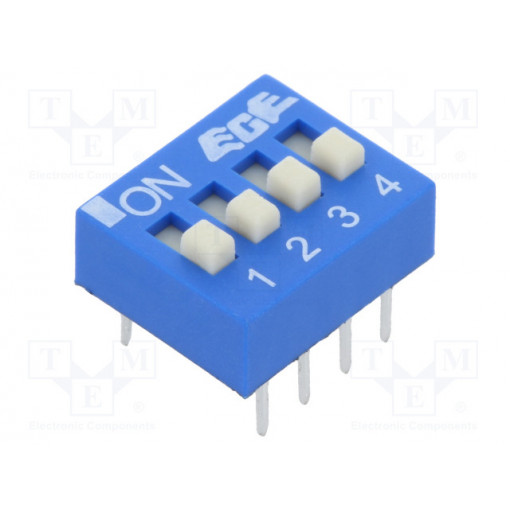 EDS104SZ; Switch: DIP-SWITCH; Poles number: 4; OFF-ON; 0.025A/24VDC; Pos: 2; ECE EDS104SZ; Switch: DIP-SWITCH; Poles number: 4; OFF-ON; 0.025A/24VDC; Pos: 2; ECE