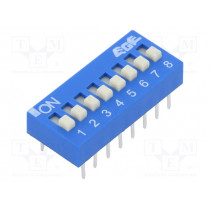 EDS108SZ; Switch: DIP-SWITCH; Poles number: 8; OFF-ON; 0.025A/24VDC; Pos: 2; ECE EDS108SZ; Switch: DIP-SWITCH; Poles number: 8; OFF-ON; 0.025A/24VDC; Pos: 2; ECE