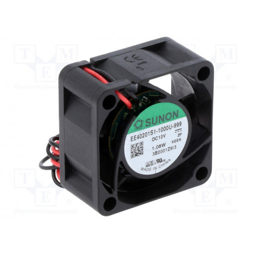EE40201S1-1000U-999; Fan: DC; axial; 12VDC; 40x40x20mm; 15.1m3/h; 25.5dBA; slide bearing; SUNON