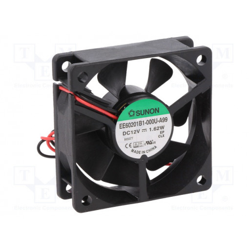 EE60201B1-000U-A99; Fan: DC; axial; 12VDC; 60x60x20mm; 39.08m3/h; 34.5dBA; ball bearing; SUNON