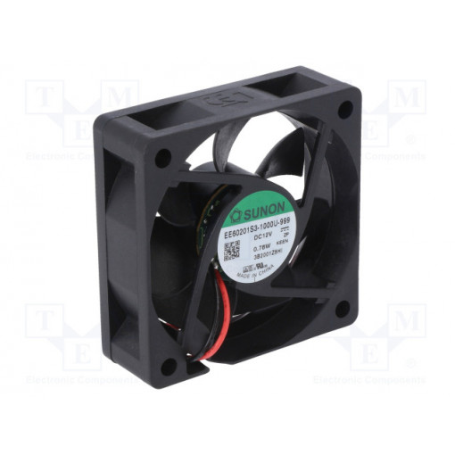 EE60201S3-1000U-999; Fan: DC; axial; 12VDC; 60x60x20mm; 28.54m3/h; 22dBA; slide bearing; SUNON