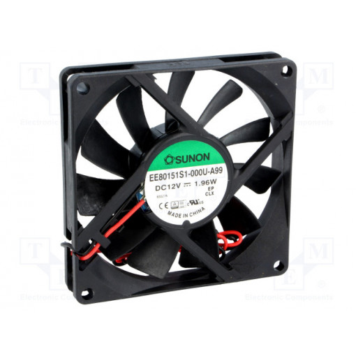 EE80151S1-000U-A99; Fan: DC; axial; 12VDC; 80x80x15mm; 62.86m3/h; 34.7dBA; Len: 300mm; SUNON
