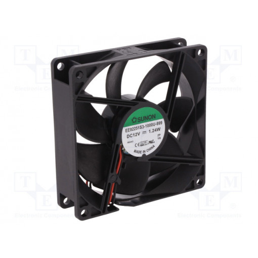 EE92251S3-1000U-999; Fan: DC; axial; 12VDC; 92x92x25mm; 66.76m3/h; 28dBA; slide bearing; SUNON
