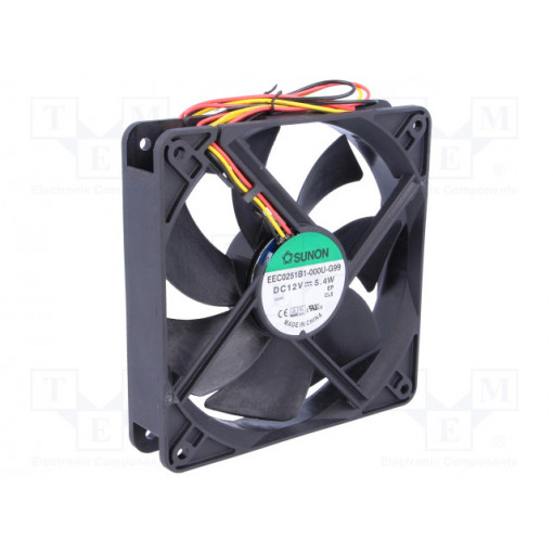 EEC0251B1-000U-G99; Fan: DC; axial; 12VDC; 120x120x25mm; 183.83m3/h; 44.5dBA; Len: 330mm; SUNON