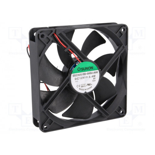 EEC0251B2-000U-A99; Fan: DC; axial; 12VDC; 120x120x25mm; 158m3/h; 40.5dBA; ball bearing; SUNON