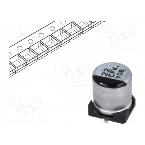 EEEFK1C220AR; Capacitor: electrolytic; low impedance; SMD; 22uF; 16VDC; Ø5x5.8mm; PANASONIC