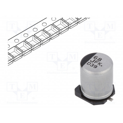 EEEFK1J680UP; Capacitor: electrolytic; low impedance; SMD; 68uF; 63VDC; ±20%; PANASONIC