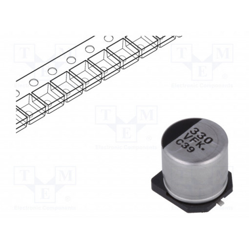 EEEFK1V331AP; Capacitor: electrolytic; low impedance; SMD; 330uF; 35VDC; ±20%; PANASONIC
