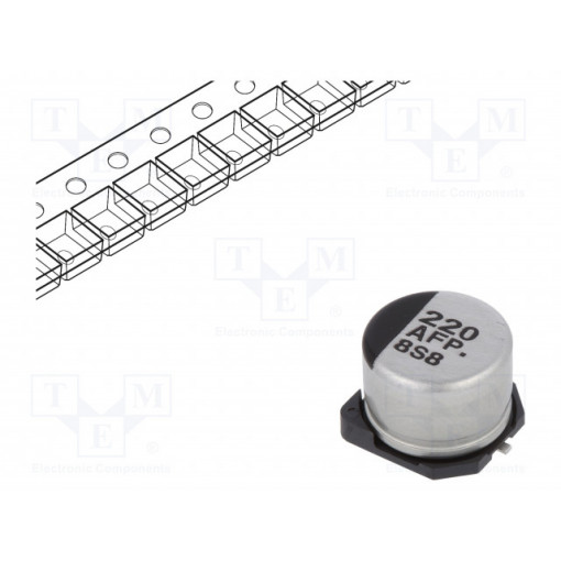 EEEFP1A221AP; Capacitor: electrolytic; low impedance; 220uF; 10VDC; Case: E; FP; PANASONIC