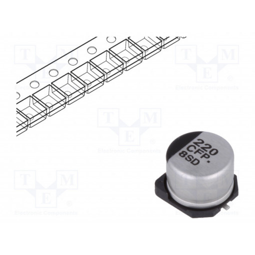 EEEFP1C221AP; Capacitor: electrolytic; low impedance; 220uF; 16VDC; Case: F; FP; PANASONIC