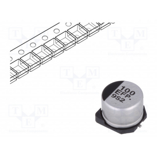 EEEFP1E101AP; Capacitor: electrolytic; low impedance; 100uF; 25VDC; Case: E; FP; PANASONIC
