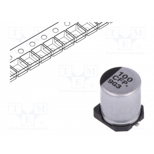 EEEFPC101XAP; Capacitor: electrolytic; low impedance; 100uF; 16VDC; Case: D8; PANASONIC