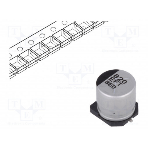EEEFT1E821AP; Capacitor: electrolytic; low impedance; 820uF; 25VDC; Case: G; FT; PANASONIC