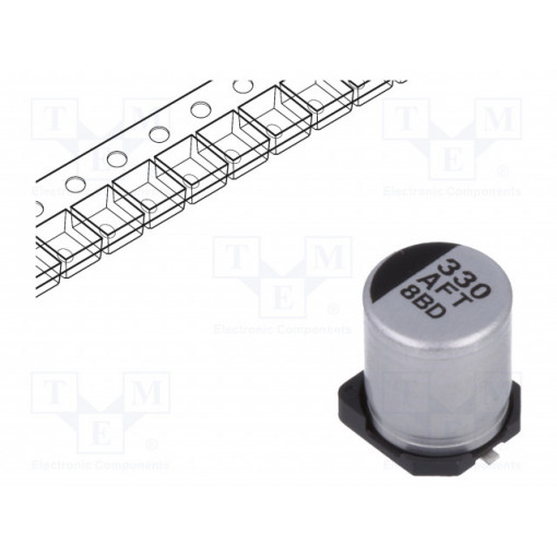EEEFTA331XAP; Capacitor: electrolytic; low impedance; 330uF; 10VDC; Case: D8; PANASONIC
