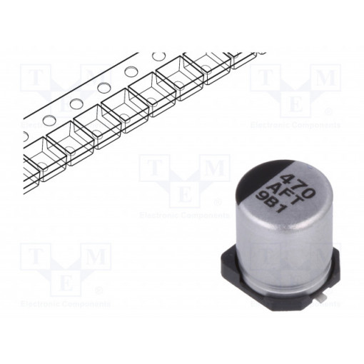 EEEFTA471XAP; Capacitor: electrolytic; low impedance; 470uF; 10VDC; Case: D8; PANASONIC