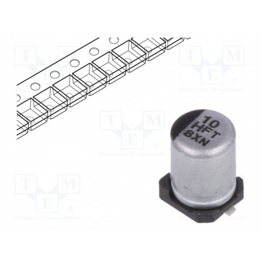 EEEFTH100UAR; Capacitor: electrolytic; low impedance; 10uF; 50VDC; Case: B; FT; PANASONIC