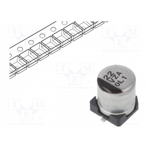 EEHZA1V220R; Capacitor: hybrid; 22uF; 35VDC; ESR: 100mΩ; ZA; SMD; ±20%; -55÷105°C; PANASONIC