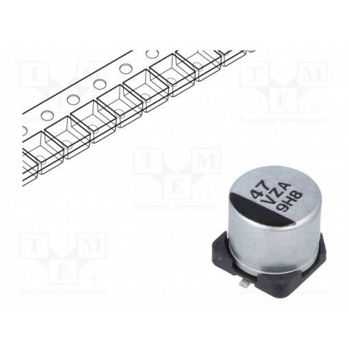 EEHZA1V470P; Capacitor: hybrid; 47uF; 35VDC; ESR: 60mΩ; ZA; SMD; ±20%; -55÷105°C; PANASONIC