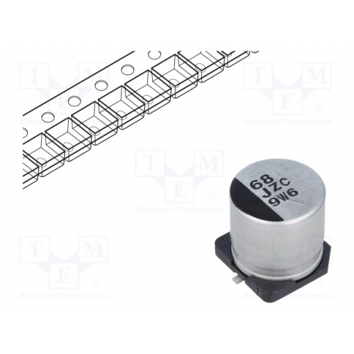 EEHZC1J680P; Capacitor: hybrid; 68uF; 63VDC; ESR: 30mΩ; ZC; SMD; ±20%; -55÷125°C; PANASONIC